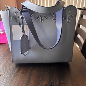 kate spade blue Leather Tote with Embossed Detail